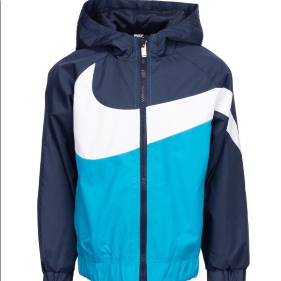 Nike Oversized Swoosh Windrunner Jacket Kids Sz 4 XS Blues White (Laser Blue) - Picture 11 of 14